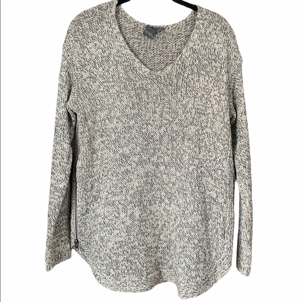 Francescas Circle Hem Side Zip Open Knit Heathered Sweater Size Medium